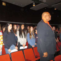 <p>Briarcliff students and faculty stand as one at an assembly honoring  King.</p>
