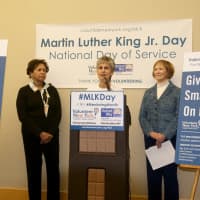 <p>Left to right: Dothlyn Dennis of Volunteer New York!, Executive Director Alisa Kesten, United Way of Westchester and Putnam CEO Alana Sweeny kick off Martin Luther King Day in Yonkers.</p>