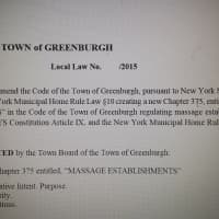 <p>The cover page to the proposed 19-page local law that would newly regulate &quot;massage establishments&quot; in the Town of Greenburgh.</p>