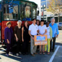 <p>Members of the New Rochelle Council on the Arts pose with Mayor Noam Bramson at ArtsFest 2014.</p>