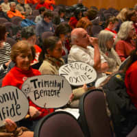 <p>Algonquin Pipeline expansion opponents at a Department of Environmental Conservation hearing in Southeast.</p>