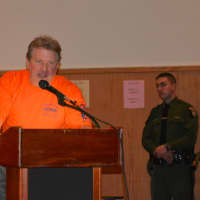 <p>Cortland Manor resident and union member Thomas Reilly speaks at the Department of Environmental Conservation&#x27;s hearing in Southeast.</p>
