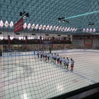 <p>The White team lined up before the game.</p>