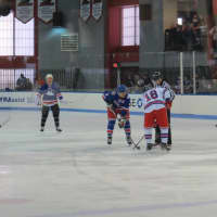 <p>Two New York Ranger legends squaring off for the faceoff.</p>