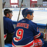 <p>Adam Graves only missed a few shifts while amusing his teammates on the bench.</p>