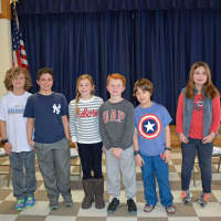 <p>Darien&#x27;s Holmes Elementary School Geography Bee contestants, from left to right: Wyatt Marcous, Daniel MacLehose, Anna Burgess, Griffin Cassady, George Biolsi and Bell McCleary. </p>
