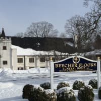 <p>Beecher Funeral Home in Pleasantville following the snowstorm. </p>