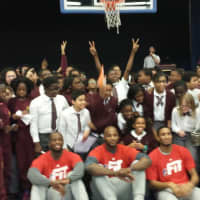 <p>Charter School of Educational Excellence sixth, seventh, and either graders with Darnell Jackson, Marcus Ginyard, and Markeith Cummings of the Westchester Knicks.</p>