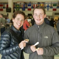 <p>Michelle Howard, and son Ben, 12, sample the goods at Chilifest.</p>