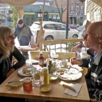 <p>Gayle and Eric Jacobs, of Miami, enjoy a meal at Mint.</p>