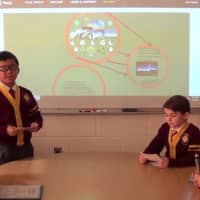 <p>The New Rochelle students at Iona Prep made presentations debating the merits of renewable and non-renewable energy sources.</p>