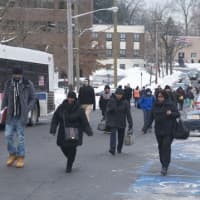 <p>Commuters made their way to the North White Plains station, where Harlem River Line trains resumed service.</p>