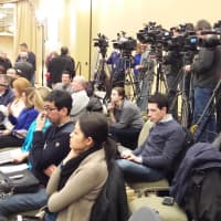 <p>Wednesday&#x27;s news conference in Tarrytown attracted more than 100 reporters and camera crews. </p>