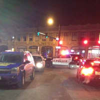 <p>Emergency vehicles block the intersection of West Avenue and Merwin Street. </p>