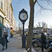 <p>The trademark clock in central Greenwich </p>