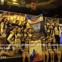 <p>Xtreme Cheer Fire celebrates after a win and earning a bid to Summit. Xtreme is based in Norwalk.</p>