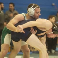 <p>Pleasantville&#x27;s Tom Marrone (L) and Sam Honors of Put Valley at 154.</p>