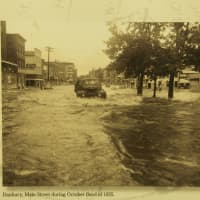 <p>The great flood of the Still River in downtown Danbury </p>