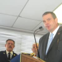 <p>Westchester Commissioner of Public Safety George Longworth announcing the arrest of 20 people in January on charges of selling heroin in Westchester.</p>