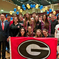 <p>Competitors from Rye High School with Westchester County Executive Rob Astorino.</p>