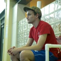 <p>Nick Ryan watches and makes sure that people are safe at the Ridgefield Recreation Center pool.</p>