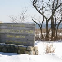 <p>Greenwich Point Park is 147 acres of frozen wonderland. </p>