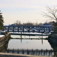 <p>The water is icy at Cove Island Park in Stamford. </p>
