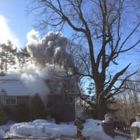 <p>The fire at 266 Range Road produced a lot of smoke on Saturday. </p>