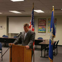 <p>GOP candidate Chris Tymniak formally announces his candidacy for first selectman at Monday night&#x27;s Republican Town Committee meeting.</p>