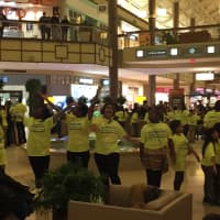 <p>Students from Creative Youth Productions take part in a flash mob at the Danbury Fair Mall to promote Fairfield County Giving Day.</p>