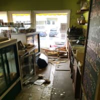 <p>The interior of the 109 Cheese &amp; Wine in Ridgefield sustained damage after a car hit the building Wednesday. </p>