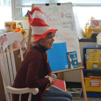 <p>Kathy Storfer was among several adult guests sport headwear from &quot;The Cat in the Hat.&quot;</p>