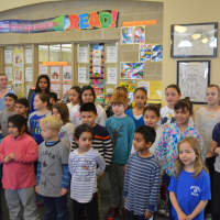 <p>Kids at Bedford Hills Elementary School gather at the school&#x27;s library for the kick off to its Dr. Seuss readings.</p>