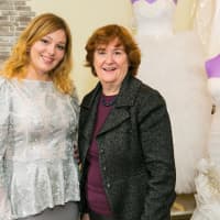<p>Mayor Anne McAndrews with Natalia Martinez, owner and manager of Svetlana Bridal Couture.</p>