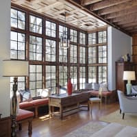 <p>The living room at the former Larchmont home of Art Deco sculptor C. Paul Jennewein.</p>