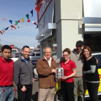<p>Mayor Mark Boughton stops by Salsa Fresca to welcome the restaurant to Danbury. </p>