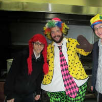 <p>Rabbi Mendy Hurwitz dressed up as a clown for Chabad of Yonkers&#x27; Purim celebration.</p>
