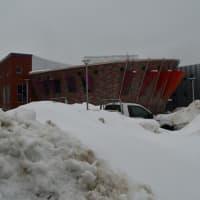 <p>The snow piled up high at the West Side campus of Western Connecticut State University in Danbury. </p>