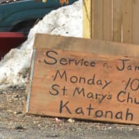 <p>Signage placed outside of Jame O&#x27;Connor&#x27;s auto-repair shop in South Salem gives details for his funeral in Katonah.</p>