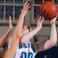 <p>Wilton&#x27;s Erica Meyer goes up for a shot during a game against Stamford.</p>
