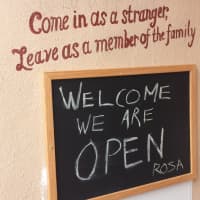 <p>Rosa Merenda happily wrote, &quot;Welcome we are open,&#x27;&#x27; at her restaurant at 215 Halstead Ave. in the  Village of Mamaroneck.</p>