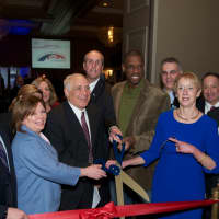 <p>Cutting the ribbon at Wednesday&#x27;s Westchester Business Expo were, from left, Brandon Steiner, Deputy County Executive Kevin Plunkett, retired baseball star Dwight Gooden and Marsha Gordon, president of the Westchester Business Council.</p>