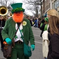 <p>One of the many characters in last year&#x27;s St. Patrick&#x27;s Day Parade greets visitors along Greenwich Avenue.	</p>