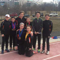 <p>The runners who qualified for, and competed at Nationals. (front row) Olivia Curran and Pippa Nuttall;
back row, from left, Josh Goldberg, Jonah Gorevic, Curtis Alter, Julia Plawiak, Leart Bakraqi and James Spencer
(Not pictured) Ari Bakraqi
</p>