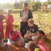 <p>Wagner works with residents of Nepal.</p>