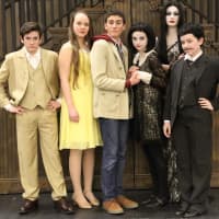 <p>&quot;The Addams Family&quot; cast at Coleytown Middle School includes, from left, JP Patterson, Kristin Amato, Max Herman, Maggie Foley, Anella Lefebvre and Georgia Wright.</p>