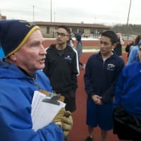 <p>Mahopac Head Coach Vin Collins addresses his team, as they prepare for the 2015 spring season.</p>