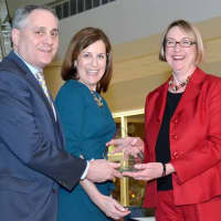 <p>Fred and Eileen Springer receive SPEF Leadership Award from SPEF Executive Director Sue Rigano.</p>