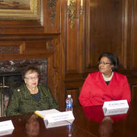 <p>Rep. Nita Lowey, and Belinda Miles, president, Westchester Community College.</p>