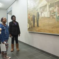 <p>The students and printers also took a tour of the WPA murals on display at Norwalk City Hall.</p>